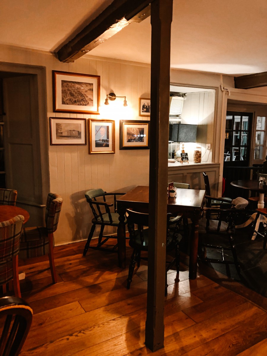 The dining area inside The outside of The Red Lion, East Haddon