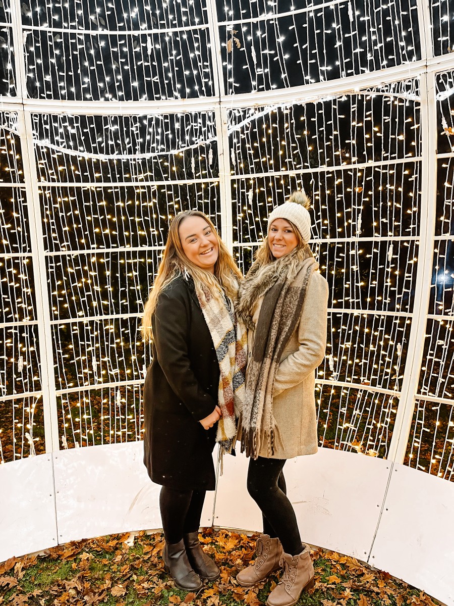Nicole and Leanne at The Northampton Winter Light Trail at Delapré Abbey 