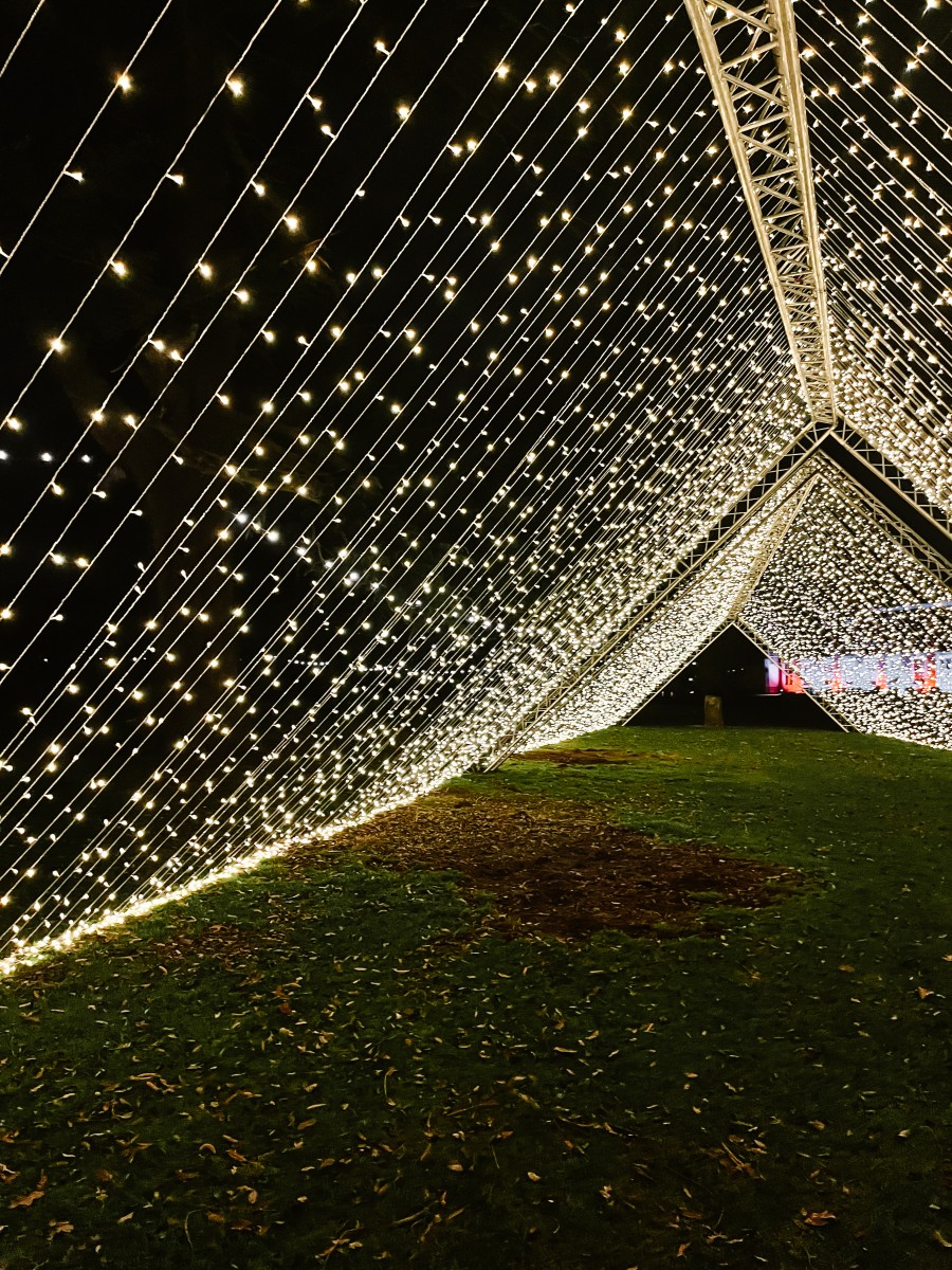 Light up triangle at The Northampton Winter Light Trail at Delapré Abbey 